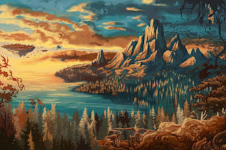 create fantasy environment concept art , landscape and etc illustration