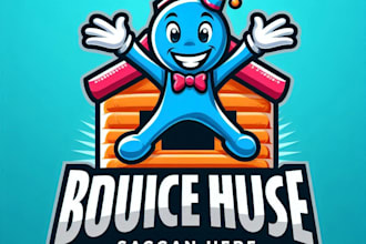 do make bounce house mascot logo design with 1 day delivery