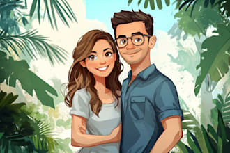 do cartoon disney couple portrait