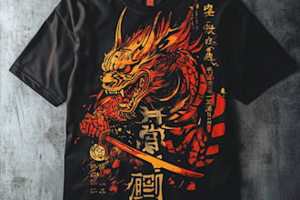 draw t shirt design on graffiti art, japanese art