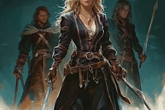 create dnd character or dnd party art full body illustration
