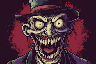 design vintage fantasy horror fun cartoon character for logo