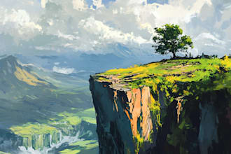 paint landscape environment, concept art, bookcover