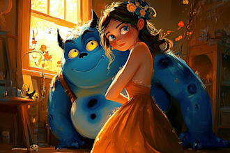 create a disney pixar art style illustration with ai
