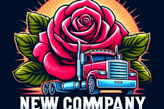 do wonderful truck rose flower mascot logo design with unlimited review