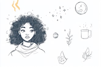 raw cartoon line art minimalist doodle illustrations