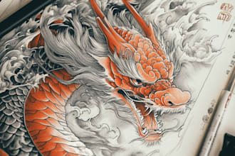 create your japanese custom tattoo design and illustration
