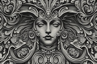 draw illustrations with engraving style and ornament