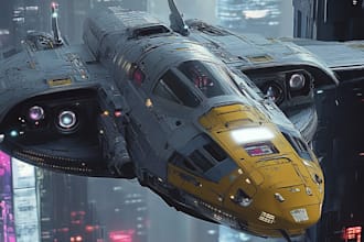 create a illustrate futuristic sci fi spaceship concept art