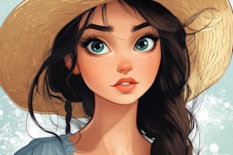 draw you a beautiful portrait in disney cartoon style