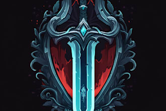 draw unique medieval, fantasy, rpg, mmorpg game logo title