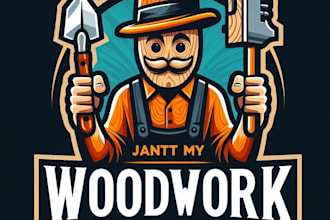 do crate wood work mascot logo design with unlimited review