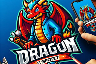 do make dragon e sport mascot logo design with unlimited review