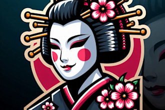 do make geisha head mascot logo design with unlimited review