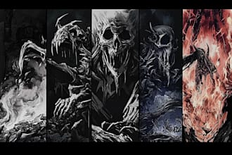 draw dark art illustrations for merch and album cover