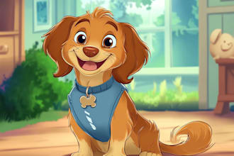 design a custom disney pet portrait illustration