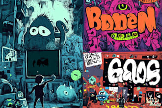 create cartoon doodle art illustration for your project