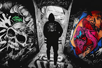 create a unique pop art and street graffiti style modern artwork