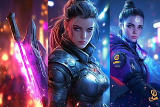 draw a sci fi character design or sci fi art, game art character