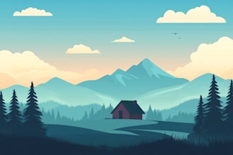 draw a flat vector landscape illustration