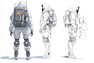 draw sci fi , cyberpunk , mecha, fantasy character design