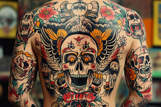create any design in traditional tattoo or old school style