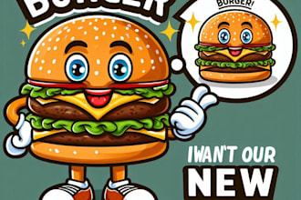 do wonderful burger cartoon mascot character logo with express delivery