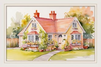 draw a watercolor house painting