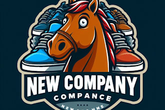 do make horse mascot logo with shoe background with express delivery