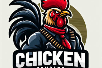 do wonderful chicken rooster head mascot logo design with unlimited review