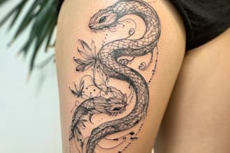 illustrate an original amazing tattoo design and art