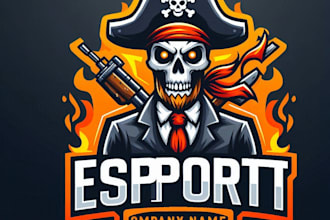do make e sport mascot logo pirate skull icon with express delivery