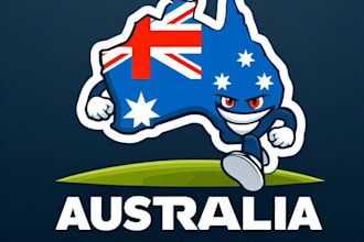 do make australia island map silhouette mascot logo design with business