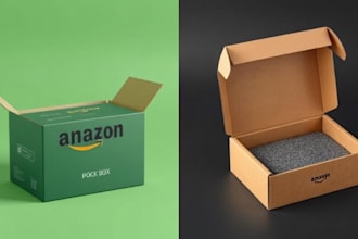 do custom packaging, product box, product label, amazon box design and 3d mockup