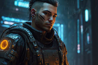 draw fantasy, sci fi, cyberpunk character art for you