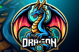 do wonderful dragon as an e sport mascot logo design with company