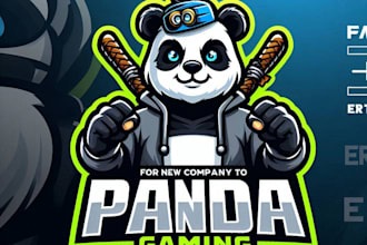 do make panda mascot logo e sport gaming with express delivery