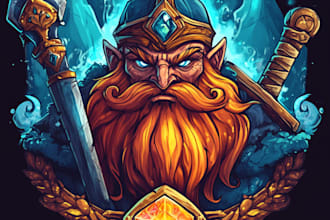 design 3d fantasy initial logo for game, esports, twitch