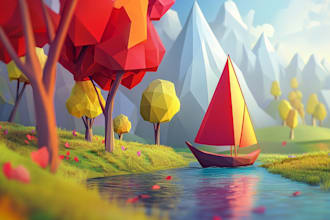 create low poly or pop art illustration