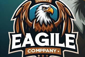 do awesome eagle mascot logo design with unlimited review