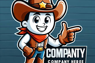 do make cheerful young cowboy mascot logo design with business