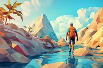 draw low poly or pop art illustration