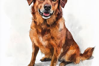 paint dog, cats, whatever pet portrait with watercolor