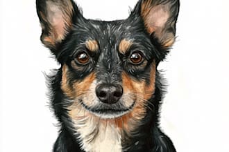 create custom watercolor pet portrait