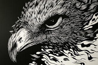 create high quality illustration in linocut style