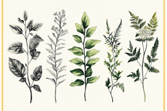 create custom botanical illustration, concept art, sketches for book
