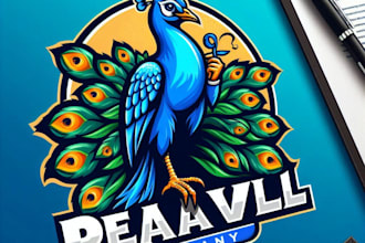 do make peafowl mascot logo design with unlimited review