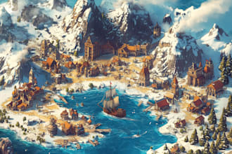 make fantasy map illustration for dnd, novels and games