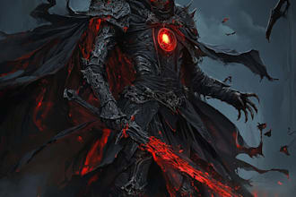 create concept drawings for fantasy characters and spooky horror creatures