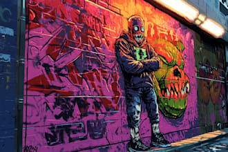 design wall art, graffiti, mural, doodle or canvas art